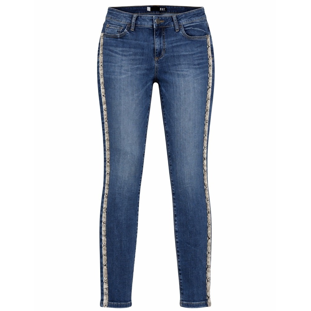 Kut from the Kloth Jeans Womens 6 Blue Donna Ankle Skinny Snakeskin Side Stripe